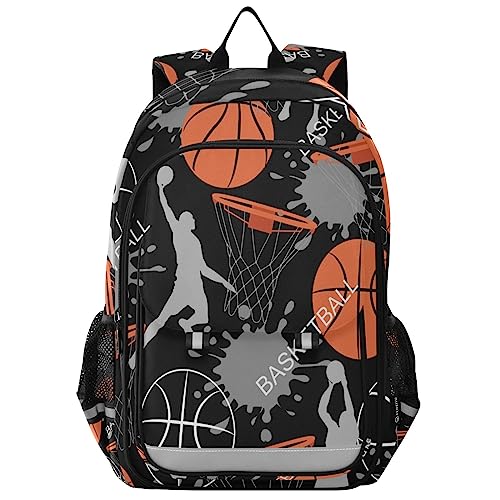 YOUJUNER Kinder Schulrucksack Sport-Ball-Basketball-Druck Schulranzen Schultasche Sporttasche Backpack für Mädchen Jungen von YOUJUNER