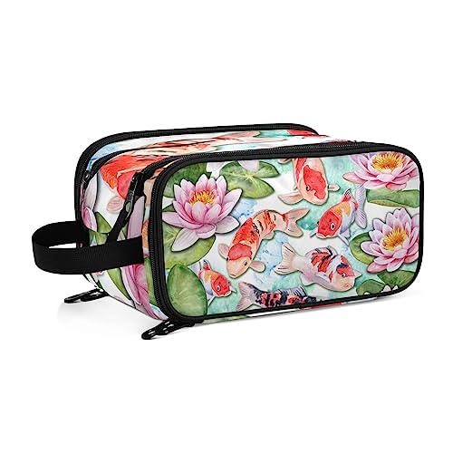 YOUJUNER Make-up-Tasche, Kirschmuster, Streifen, tragbar, große Kosmetiktasche, Kulturbeutel, Make-up-Organizer-Tasche für Frauen und Mädchen, Farbe 70, 28*14.5*18cm, Kulturbeutel von YOUJUNER