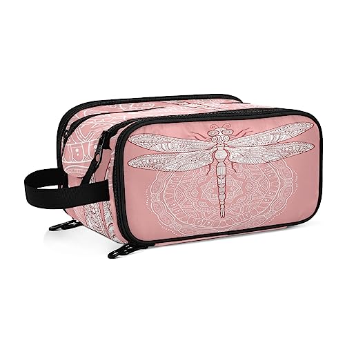 YOUJUNER Make-up-Tasche, Mandala, ethnische Libelle, Reisen, tragbar, große Kosmetiktasche, Kulturbeutel, Make-up-Organizer-Tasche für Frauen und Mädchen, Farbe 35, 28*14.5*18cm, Kulturbeutel von YOUJUNER