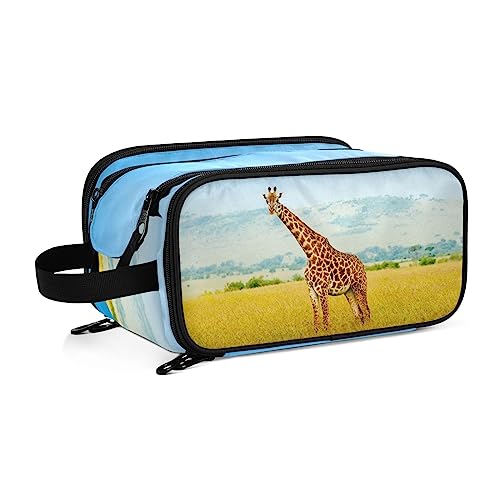 YOUJUNER Make-up-Tasche, afrikanischer Giraffen-Druck, tragbar, große Kosmetiktasche, Kulturbeutel, Make-up-Organizer-Tasche für Frauen und Mädchen, Farbe 1, 28*14.5*18cm, Kulturbeutel von YOUJUNER