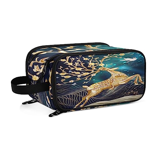 YOUJUNER Make-up-Tasche, afrikanischer Giraffen-Druck, tragbar, große Kosmetiktasche, Kulturbeutel, Make-up-Organizer-Tasche für Frauen und Mädchen, Farbe 30, 28*14.5*18cm, Kulturbeutel von YOUJUNER