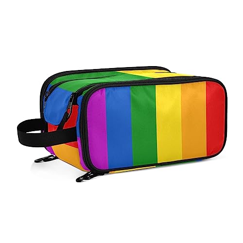 YOUJUNER Make-up-Tasche LGBT Gay Pride Regenbogen-Flagge Reise Tragbare Große Kosmetiktasche Kulturbeutel Make-up Organizer Tasche für Frauen Mädchen, Farbe 1, 28*14.5*18cm, Kulturbeutel von YOUJUNER