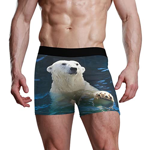 YOUJUNER Netter weißer Eisbär Herren Boxershorts Unterwäsche Unterhosen Retroshorts Underpants Boxer Briefs Trunks für Men Männer von YOUJUNER