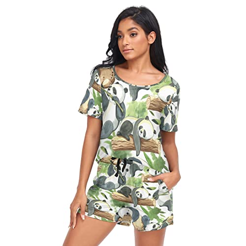 YOUJUNER Schlafanzug Damen Kurz süßes Panda-Druck Pyjama Set Sommer Kurzarm Pyjamaset Nachtwäsche Zweiteiliger Hausanzug Sleepwear Loungewear YOUJUNER Schlafanzug Damen Kurz süßes Panda-Druck Pyjama Set Sommer Kurzarm Pyjamaset Nachtwäsche Zweiteiliger Hausanzug Sleepwear Loungewear von YOUJUNER