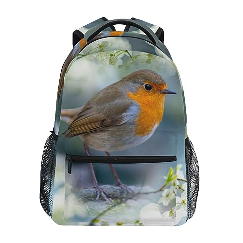 YOUJUNER Schulrucksack, Rotkehlchen, Vogel, Jungen, Mädchen, Schultasche, Büchertasche, lässiger Rucksack, Reiserucksack, Tagesrucksack, mehrfarbig, 40.5 x 29 x 17.5 cm / 16 x 11.4 x 6.9 inch von YOUJUNER