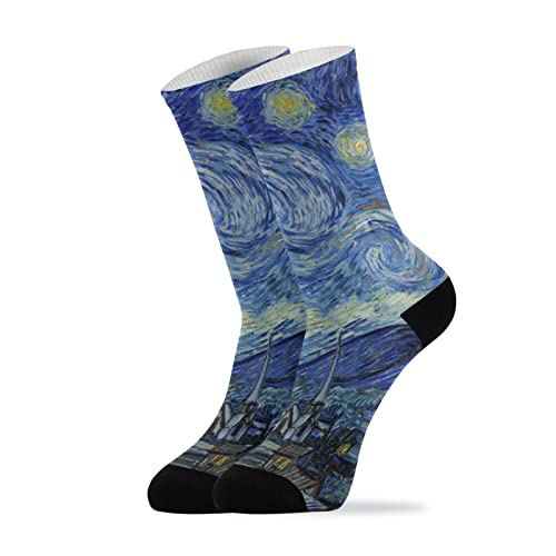 YOUJUNER Van Gogh Sternennacht Herren Damen Socken Hohe Knöchel Socken Crew Lange Socken Neuheit Socken 1-Paar von YOUJUNER