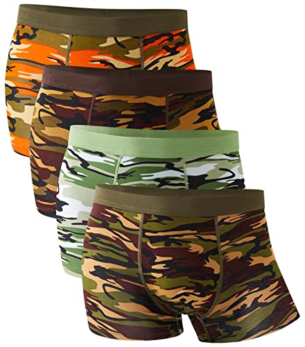 YOULEHE Boxershorts Herren Multipack Männer Unterwäsche Bambusfaser Unterhosen Men Retroshorts Boxer (4er Pack Tarnung, S) von YOULEHE
