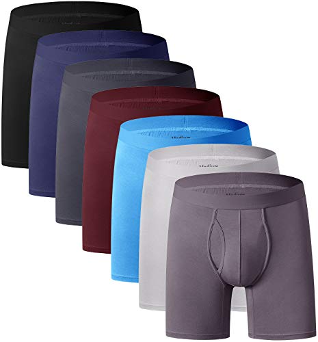 YOULEHE Boxershorts Herren Multipack Männer Unterwäsche Bambusfaser Unterhosen Men Retroshorts Boxer (7er Pack-Mehrfarbig-Lange Beine, L) von YOULEHE