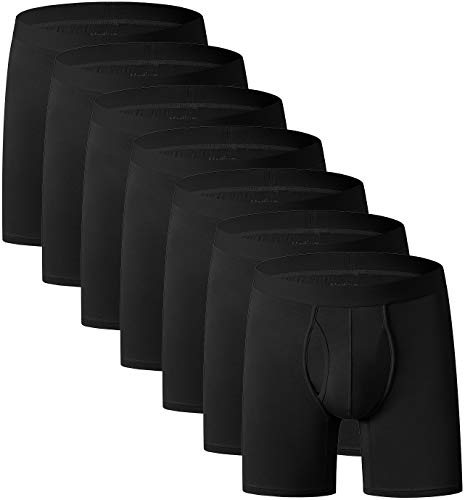 YOULEHE Boxershorts Herren Multipack Männer Unterwäsche Bambusfaser Unterhosen Men Retroshorts Boxer (7er Pack-Schwarz-Lange Beine, XL) von YOULEHE