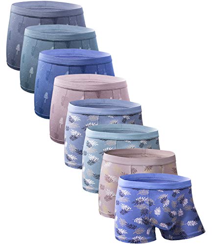 YOULEHE Boxershorts Herren Multipack Männer Unterwäsche Bambusfaser Unterhosen Men Retroshorts Boxer (8er Pack-Baumblattmuster, S) von YOULEHE