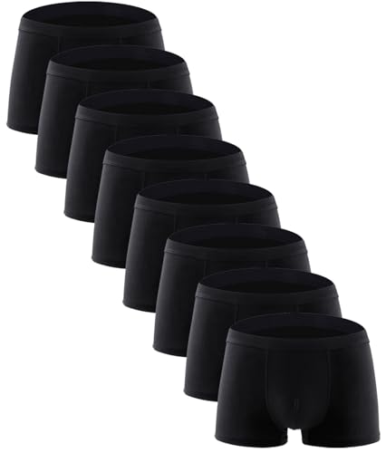 YOULEHE Boxershorts Herren Multipack Männer Unterwäsche Bambusfaser Unterhosen Men Retroshorts Boxer (DE/NL/SE/PL, Alphanumerisch, XXL, 8er Pack Schwarz) von YOULEHE