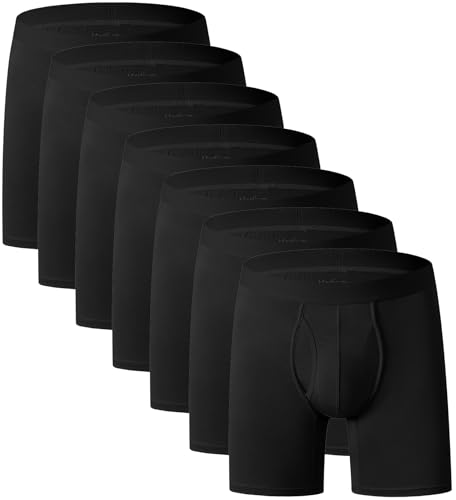 YOULEHE Boxershorts Herren Multipack Männer Unterwäsche Bambusviskose Unterhosen Men Retroshorts (DE/NL/SE/PL, Alphanumerisch, XXL, Regular, Regular, 7er Pack-schwarz-Lange Beine) von YOULEHE