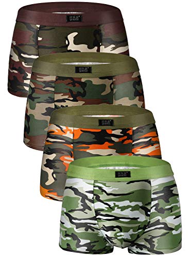 YOULEHE Herren-Boxershorts, weiche Bambus-Unterwäsche, atmungsaktive Unterhose, Multipack, U001 Camouflage, 4 Stück, S von YOULEHE