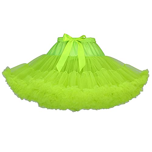 YOUMU Women Elastic Waist Chiffon Petticoat Tulle Lolita Petticoat Tutu Puffy Underskirt Princess Dress for Party Cosplay (Apricot Green, One Size) von YOUMU