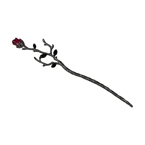 Schwarze Haar-Essstäbchen, Rosen-Metall-Haarnadel, Blumen-Haar-Accessoire für Frauen und Mädchen, Modeschmuck, Blumen-Haar-Essstäbchen, Rose von YOUNAFEN