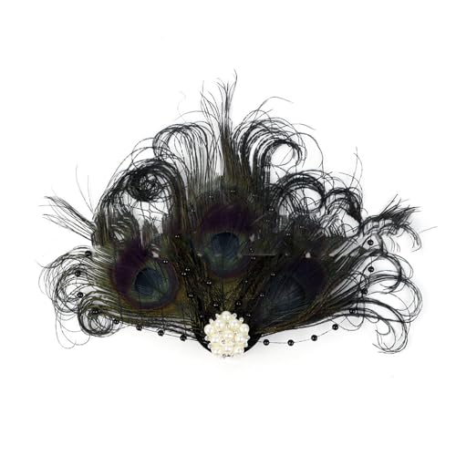 YOUNAFEN Haarspange in Perlenfederform, für Mädchen, Ballett, Tanzen, niedlicher Stil, 1920er-Jahre, Vintage-Haarspange von YOUNAFEN