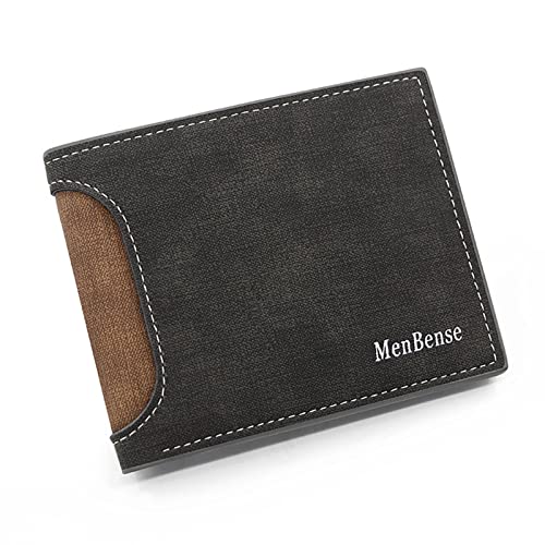 YOUNAFEN Herren Kurze Geldbörse PU Leder Bifold Wallet Slim Fashion Kreditkarte Ausweishalter Münzgeldbörsen Business Wallet für Männer, Schwarz, as pics show von YOUNAFEN