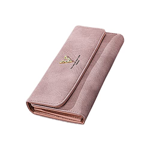 YOUNAFEN Lange Geldbörse aus PU-Leder für Kreditkarten, Kartenhalter, Business-Geschenk, Kleingeldfach für Damen, Münzgeldbörse, Geldtasche, Handtaschen, Pink, 19*9.5*2.5cm von YOUNAFEN