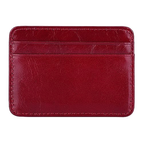 YOUNAFEN Modisches Kreditkartenetui für Damen und Herren, Vintage, kurze Geldbörse, schlanke Brieftaschen, claret, 10*7.5*0.4cm von YOUNAFEN