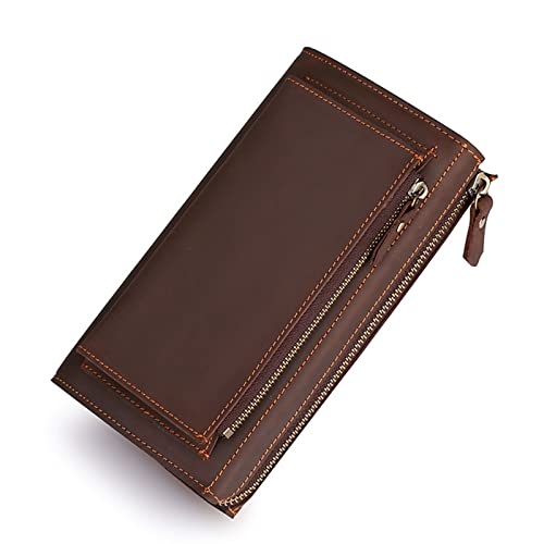 YOUNAFEN Multifunktionale Herren-Geldbörse, großes Fassungsvermögen, tragbare Leder-Clutch, lange Brieftaschen für Kreditkarten, Bargeld, Handy, Kaffee, as pics show von YOUNAFEN