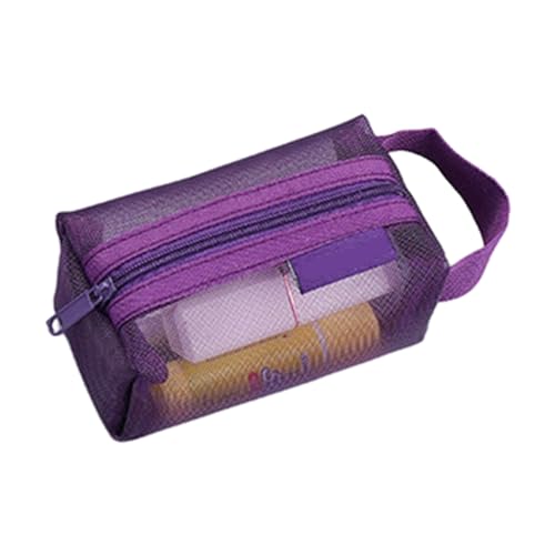 YOUNAFEN Netz-Geldbörse, Münztasche, einfarbig, Kleingeld, Reißverschluss, Geldbörse, Münzbörse, Headset, Tasche, Lippenstifte, Schlüsseltasche für Damen, Violett, as pics show von YOUNAFEN