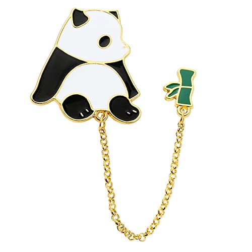 YOUNAFEN Niedliche Panda-Brosche mit Cartoon-Motiv, kleiner Panda, Korbkette, Legierung, Emaille, Anstecknadel für Kinder, Geschenk, Schmuck für Erwachsene und Kinder, 2, Metall, Ohne Edelstein von YOUNAFEN