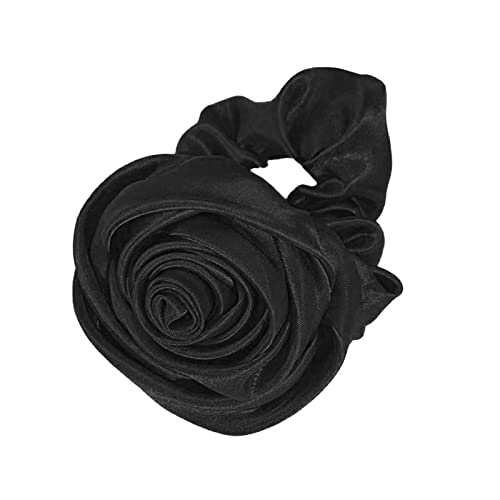 YOUNAFEN Satin-Haargummis für Damen, Rosen-Haargummi, süße Mädchen, einfarbig, elastisch, für Mädchen von YOUNAFEN