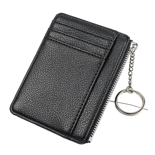 YOUNAFEN Stilvolle und praktische minimalistische Geldbörse Kreditkartenetui Mini-Geldbörse für Damen und Herren, Schwarz, 9*11.5*0.8cm von YOUNAFEN