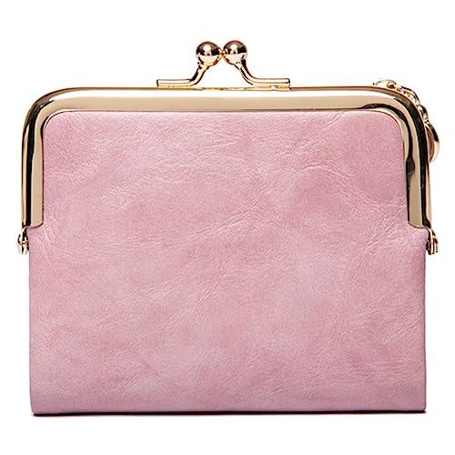 YOUNAFEN Vintage Damen kurze Geldbörse PU Geldbörse Kreditkartenetui Mode Münzgeldbörsen Business Geldbörse für Mädchen, Pink, 12*2*10cm von YOUNAFEN