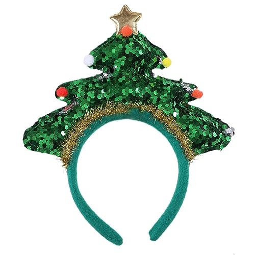YOUNAFEN Weihnachtsbaum-Stirnbänder, Kopfbedeckung, Pompons, Haarreifen für Weihnachten, Kopfschmuck, Kostümparty, Zubehör von YOUNAFEN