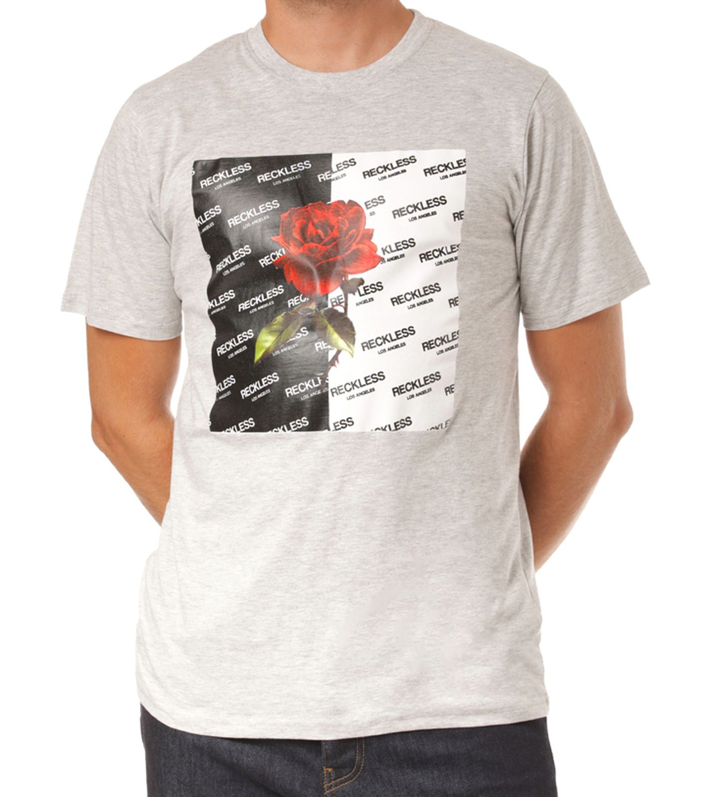 YOUNG & RECKLESS Heartbreakers Herren T-Shirt Baumwoll-Shirt mit Front-Print MTS3206HGRY - 830 Grau von YOUNG  & RECKLESS