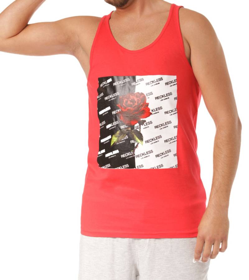YOUNG & RECKLESS Heartbreakers Herren Tank-Top mit großem Frontprint Muskel-Shirt aus Baumwolle MTS3206RED-572 Rot von YOUNG  & RECKLESS