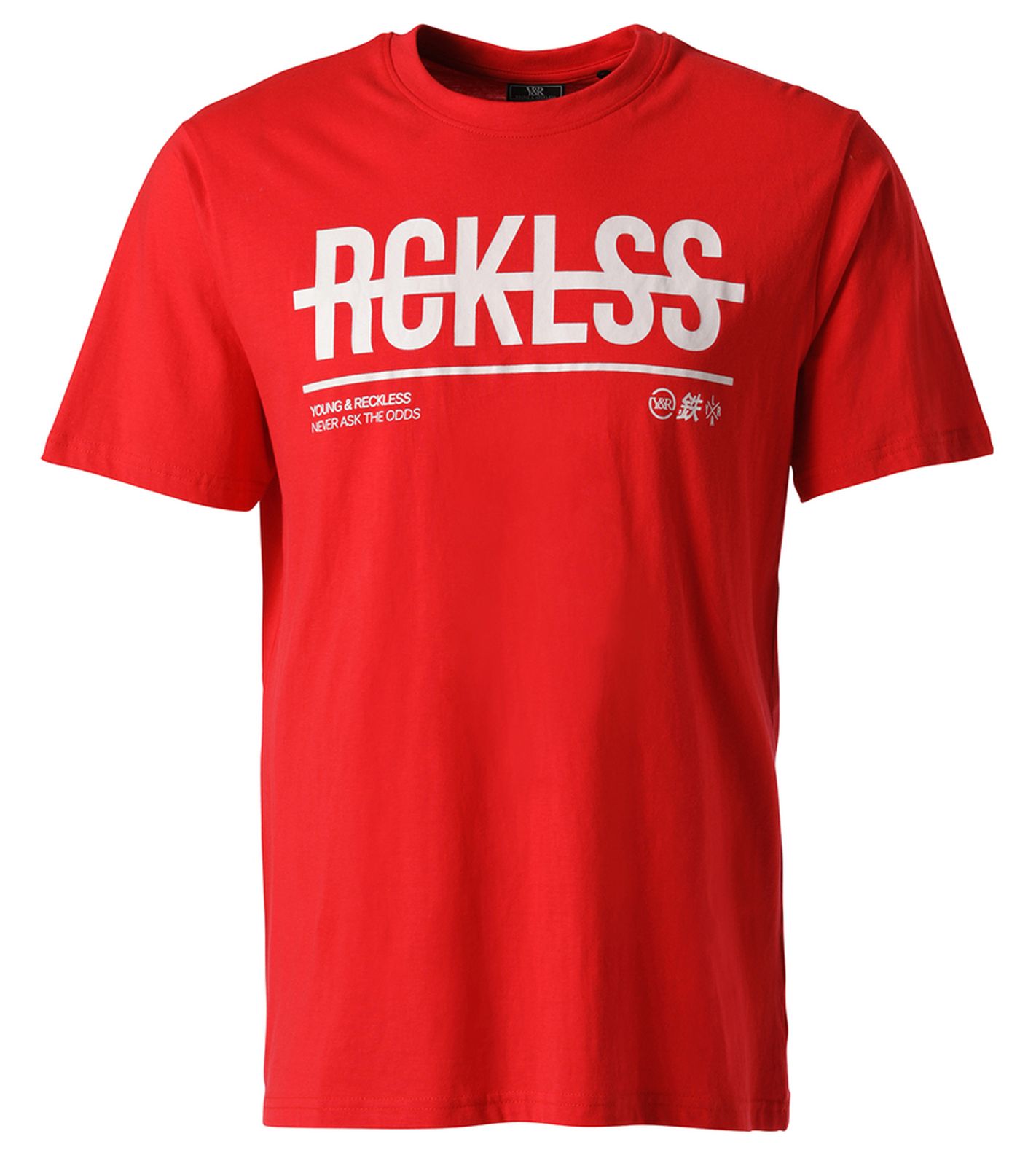 YOUNG & RECKLESS Pass Thru Herren Baumwoll-Shirt mit großem Schriftzug-Print T-Shirt MTS2232RED-572 Rot von YOUNG  & RECKLESS