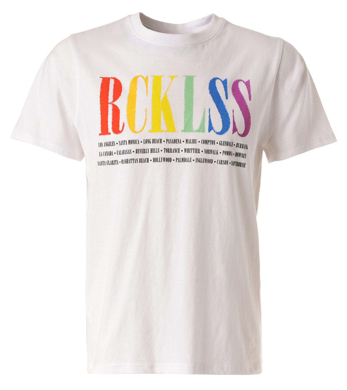 YOUNG & RECKLESS Spectrum Herren T-Shirt Baumwoll-Shirt mit buntem Schriftzug-Print MTS3288WHT-300 Weiß von YOUNG  & RECKLESS