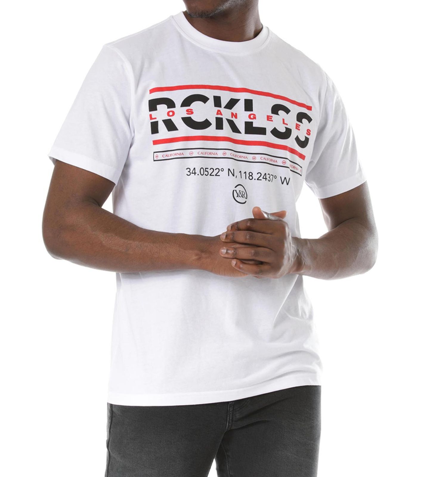 YOUNG & RECKLESS Strike Thru Herren T-Shirt Baumwoll-Shirt mit Frontprint 110037-300 Weiß von YOUNG  & RECKLESS