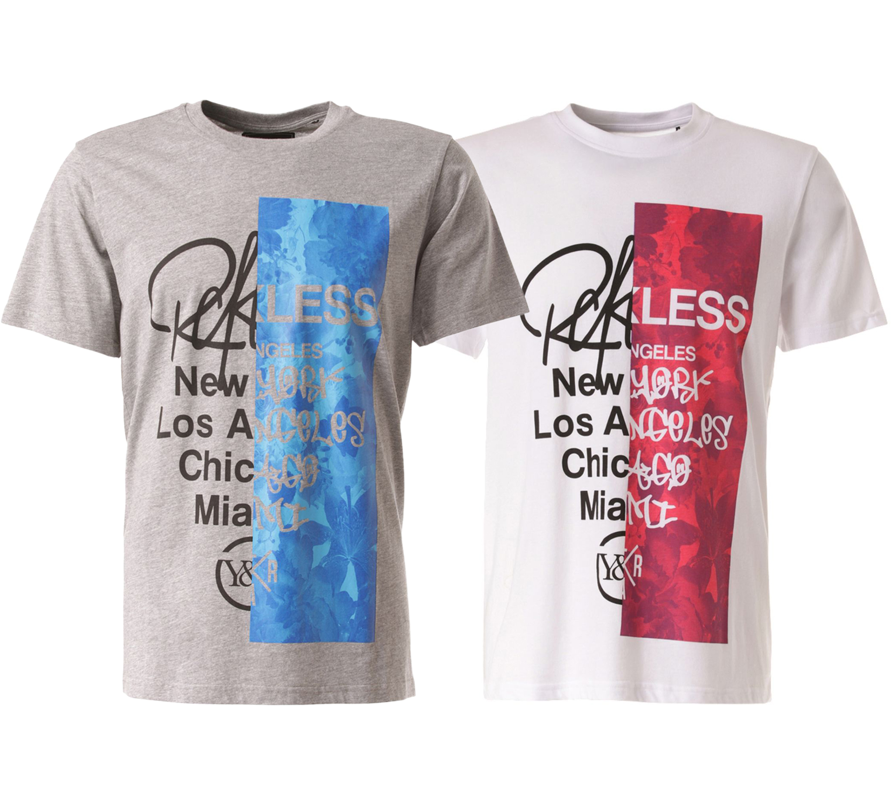 YOUNG & RECKLESS Transplant Herren T-Shirt Baumwoll-Shirt mit großem Frontprint 110009 Grau oder Weiß von YOUNG  & RECKLESS