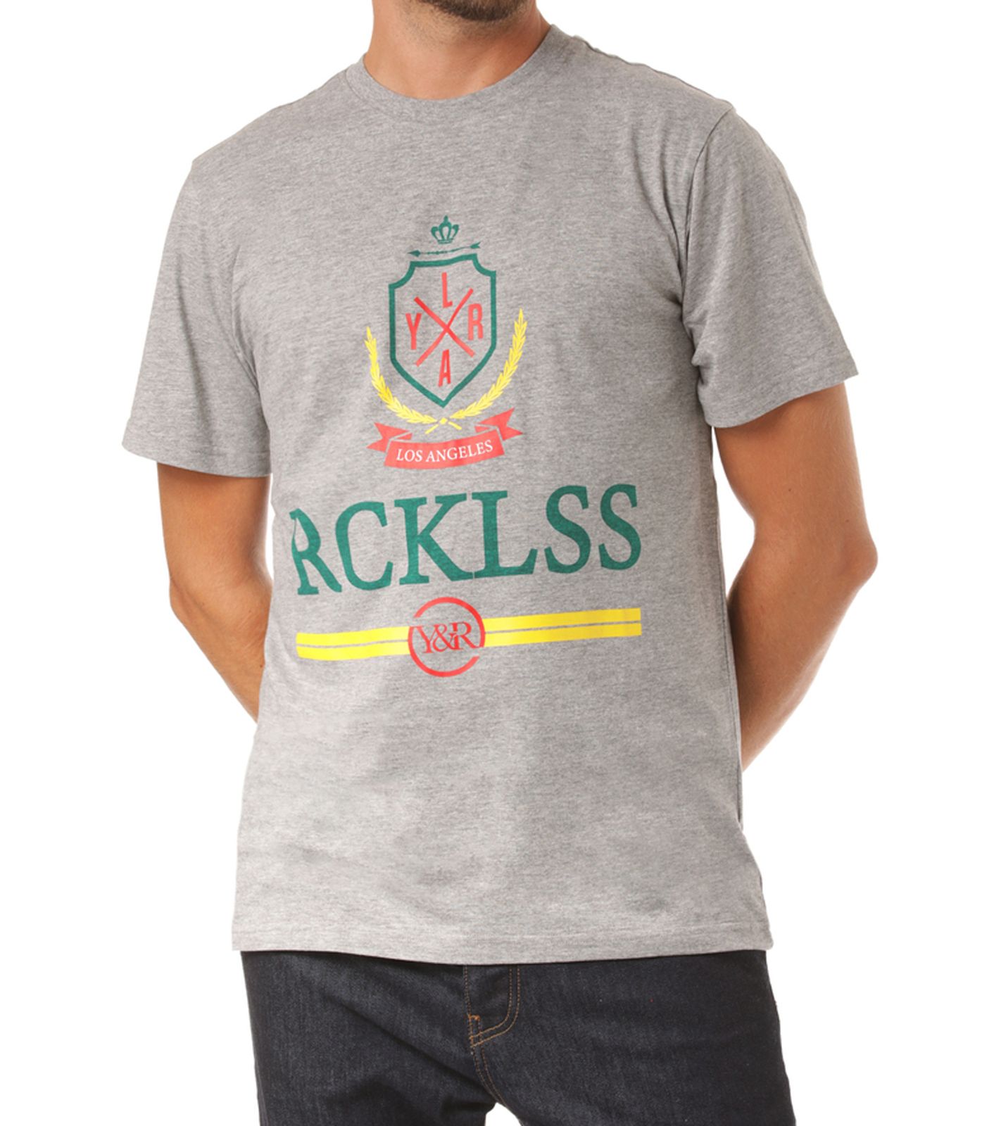 YOUNG & RECKLESS Vailant Herren T-Shirt Baumwoll-Shirt mit Frontprint 110027-853 Grau von YOUNG  & RECKLESS