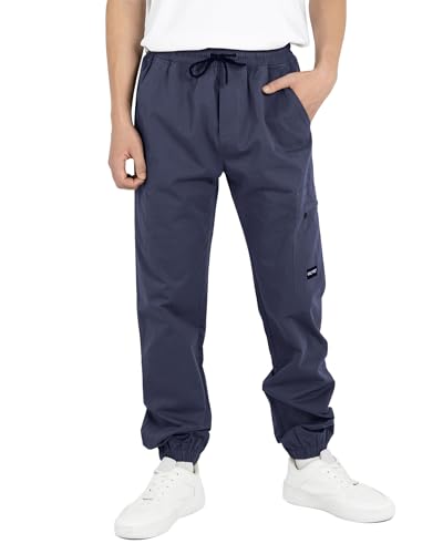 YOUNGSOUL Jungen Cargohose aus Baumwolle Kinder Cargo Jogger Hose Freizeithose mit Gummizug Dunkelblau 152-158 von YOUNGSOUL