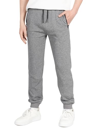 YOUNGSOUL Jungen Hosen Jogginhose Kinder Sweathose Freizeithose Sporthose Lang mit Reißverschlusstaschen Dunkelgrau 146 von YOUNGSOUL