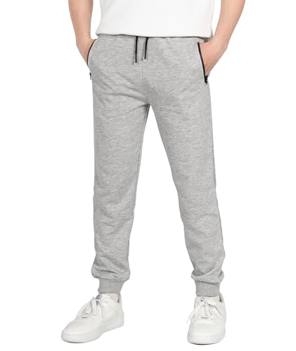 YOUNGSOUL Jungen Hosen Jogginhose Kinder Sweathose Freizeithose Sporthose Lang mit Reißverschlusstaschen Hellgrau 140 YOUNGSOUL Jungen Hosen Jogginhose Kinder Sweathose Freizeithose Sporthose Lang mit Reißverschlusstaschen Hellgrau 140 von YOUNGSOUL