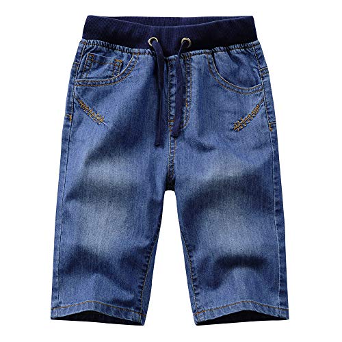 YOUNGSOUL Jungen Jeans Shorts Kurze Hose Kinder Sommer Jeanshose mit Gummizug Blau 140/9-10 Jahre von YOUNGSOUL