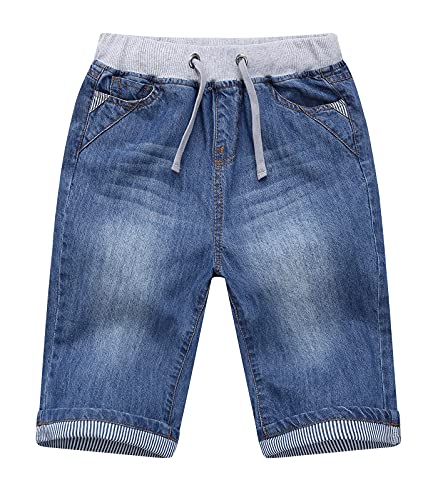 YOUNGSOUL Jungen Jeans Shorts Sommer Jeanshose Kinder Kurze Hose Jeansshorts mit aufgerolltem Saum,Blau 3,DE: 152 (Herstellergröße 150) von YOUNGSOUL