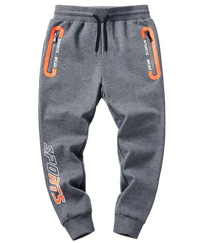 YOUNGSOUL Jungen Jogginghose Gefütterte Sporthosen Kinder Thermo Hose Sweathose Grau 110-116 von YOUNGSOUL