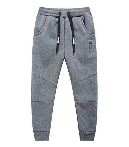 YOUNGSOUL Jungen Sporthose Gefütterte Jogginghose Kinder Sweathose Thermo Hose Grau 104-110/Größe 110 von YOUNGSOUL