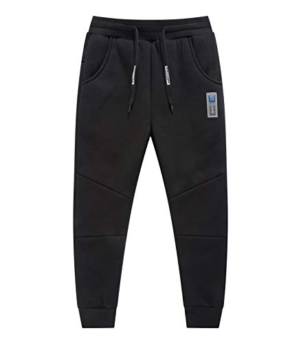 YOUNGSOUL Jungen Sporthose Gefütterte Jogginghose Kinder Sweathose Thermo Hose Schwarz 104-110/Größe 110 von YOUNGSOUL