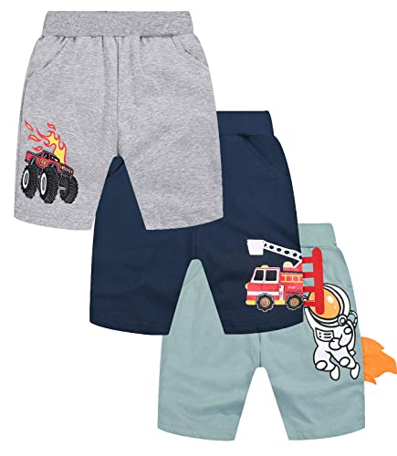 YOUNGSOUL Jungen Summer Shorts Kinder Kurze Hosen Baumwolle Jungs Sommershorts 3er-Pack Gemustert 3, 104-110/Größe 5 Jahre von YOUNGSOUL