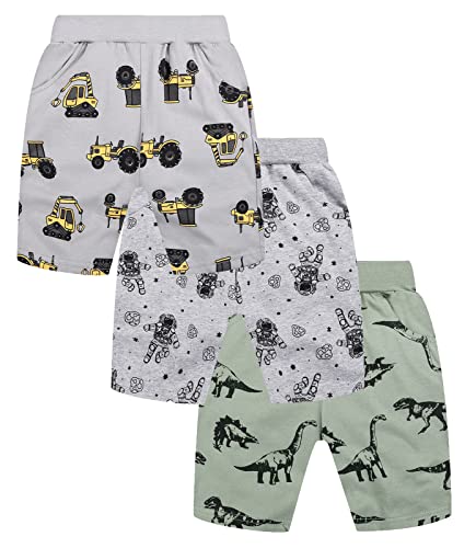 YOUNGSOUL Jungen Summer Shorts Kinder Kurze Hosen Baumwolle Jungs Sommershorts 3er-Pack Gemustert 4, 104-110/Größe 5 Jahre von YOUNGSOUL