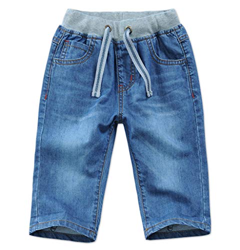 YoungSoul Kinder Jeans Shorts 1/2 Kurze Hose Jungen Jeans Sommer Jeansshorts mit Rollsaum Blau 122-128/7-8 Jahre von YoungSoul