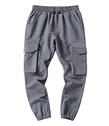 YOUNGSOUL Kinder Jogginghose Sweathose Cargo Jungen Jogger Hose Streetwear Sporthose Freizeithose Grau 140-146/Größe 140 von YOUNGSOUL