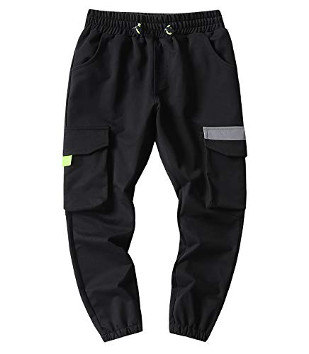 YOUNGSOUL Kinder Jogginghose Sweathose Cargo Jungen Jogger Hose Streetwear Sporthose Freizeithose Schwarz 140-146/Größe 140 von YOUNGSOUL